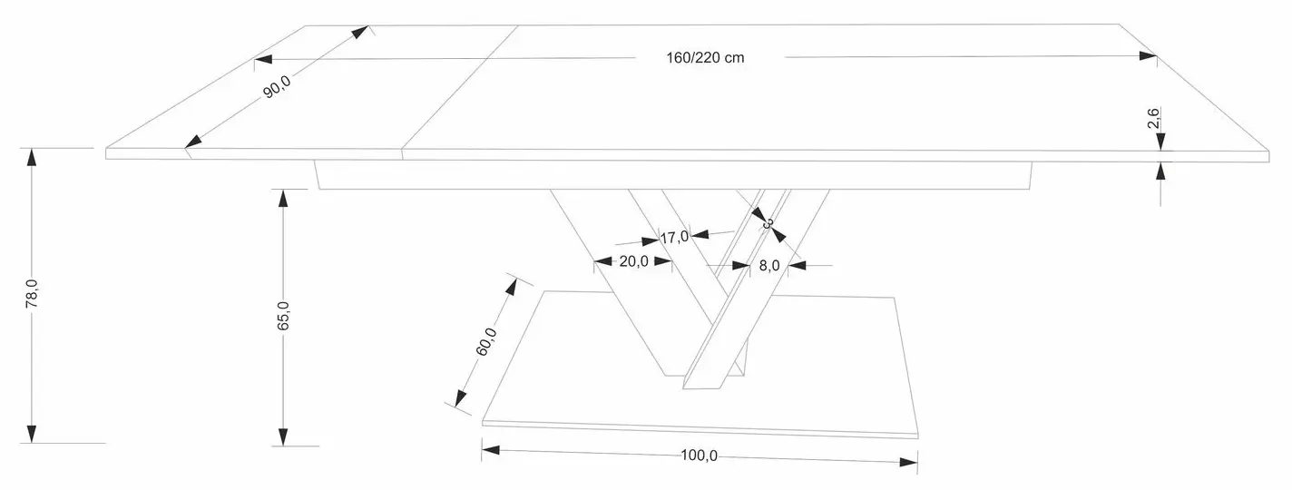 Masa extensibila Halmar Fanis 160/220 (Natural/Black)