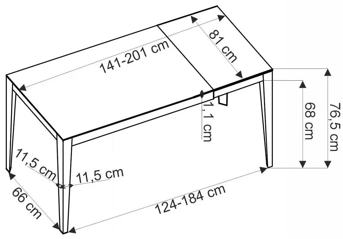 Masa extensibila Halmar Felix 141/201 (Grey Marble/Black)