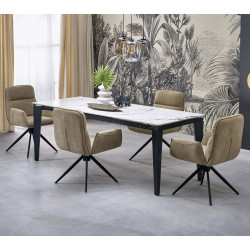 Masa extensibila Halmar Felix 141/201 (White Marble/Black)