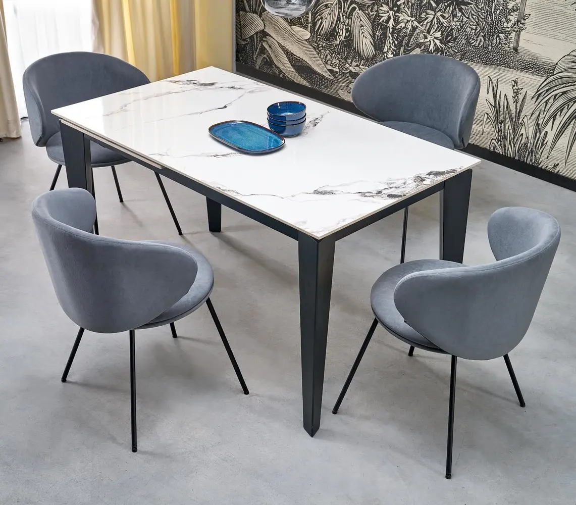 Masa extensibila Halmar Felix 141/201 (White Marble/Black)