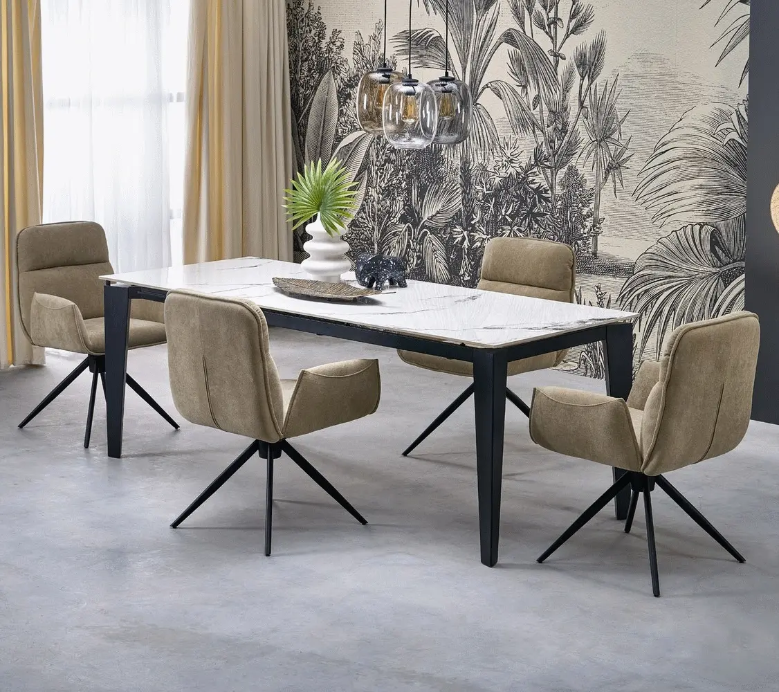 Masa extensibila Halmar Felix 141/201 (White Marble/Black)