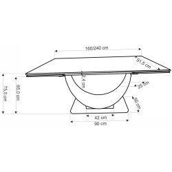 Masa extensibila Halmar Fernando 160/240 (White Marble/Black) Thumb