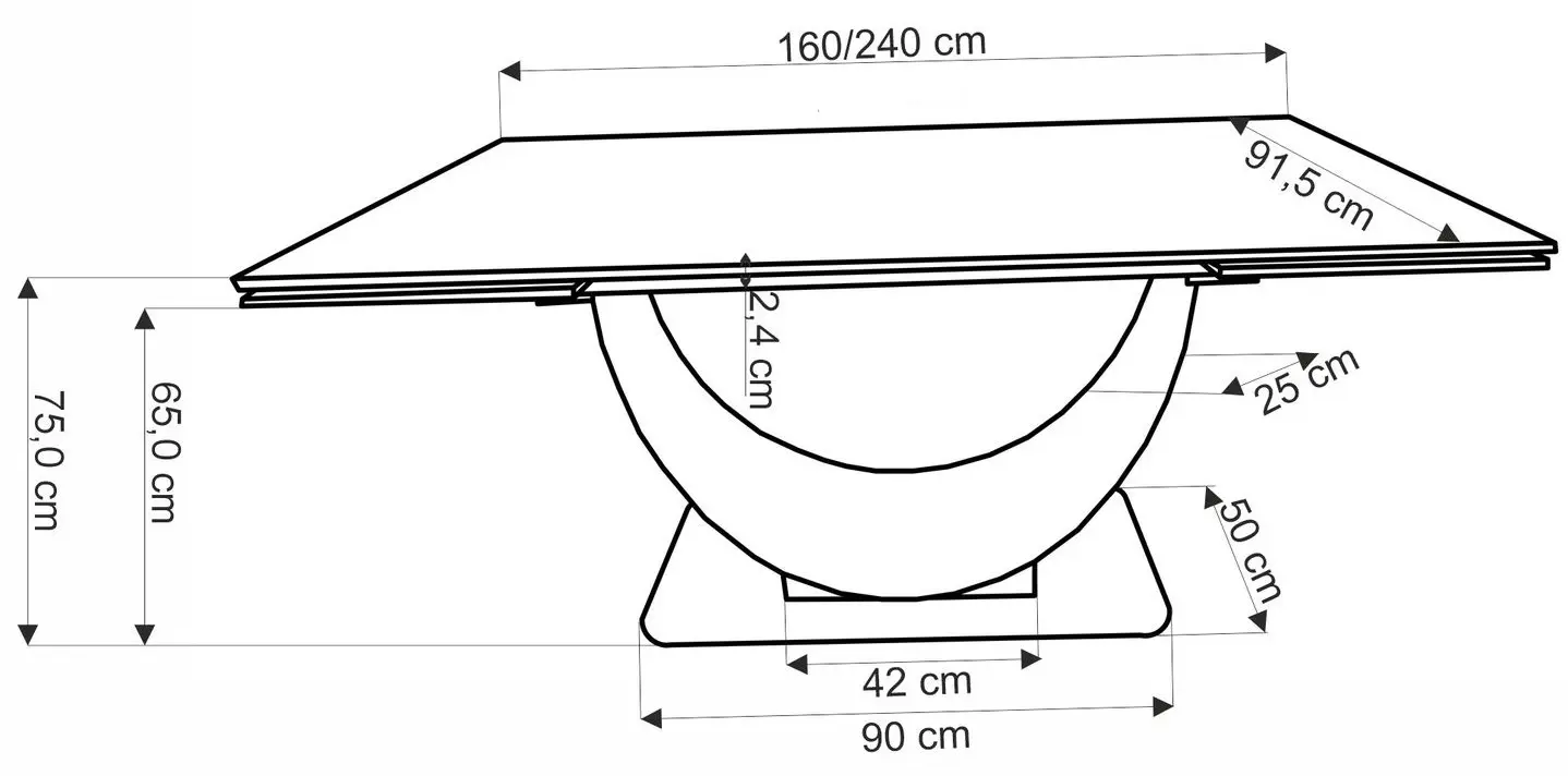 Masa extensibila Halmar Fernando 160/240 (White Marble/Black)