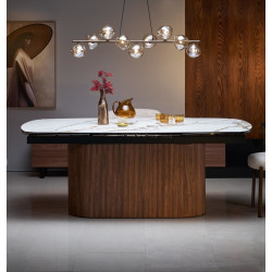 Стол раскладной Halmar Flavor (Beige Marble/Walnut)
