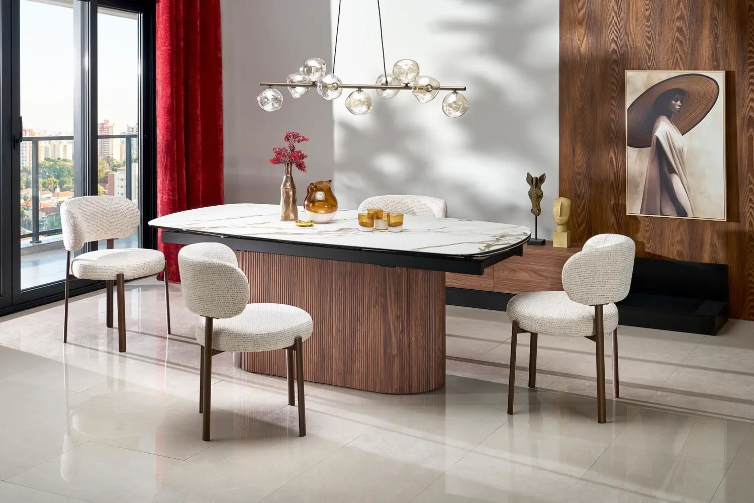 Стол раскладной Halmar Flavor (Beige Marble/Walnut) - 8