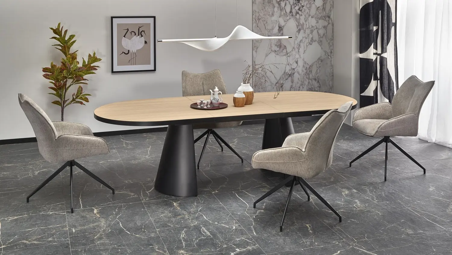 Стол раскладной Halmar Giacomo 180/240 (Natural/Black)