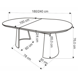 Стол раскладной Halmar Giacomo 180/240 (Natural/Black) Thumb