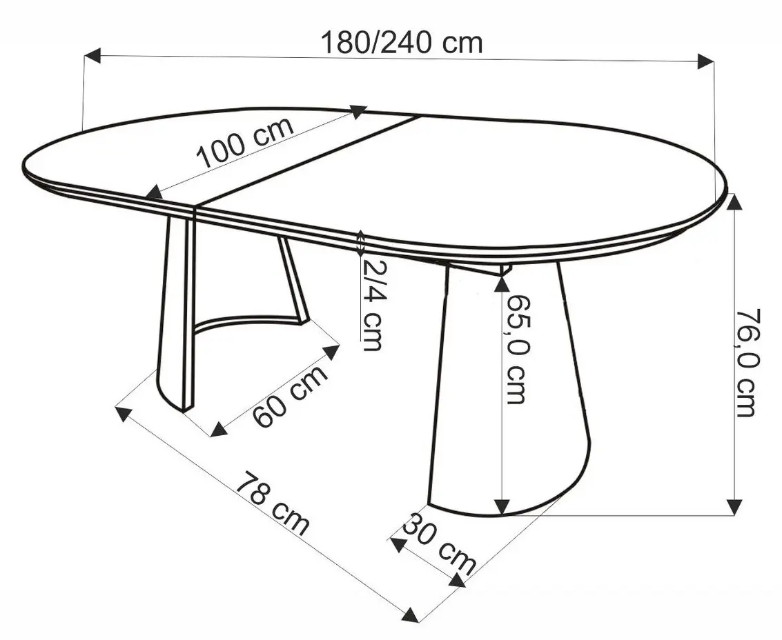 Стол раскладной Halmar Giacomo 180/240 (Natural/Black)