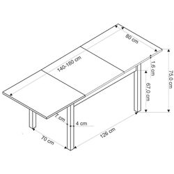 Masa extensibila Halmar Gulian 140/180x75 (Wotan Oak/Black) Thumb