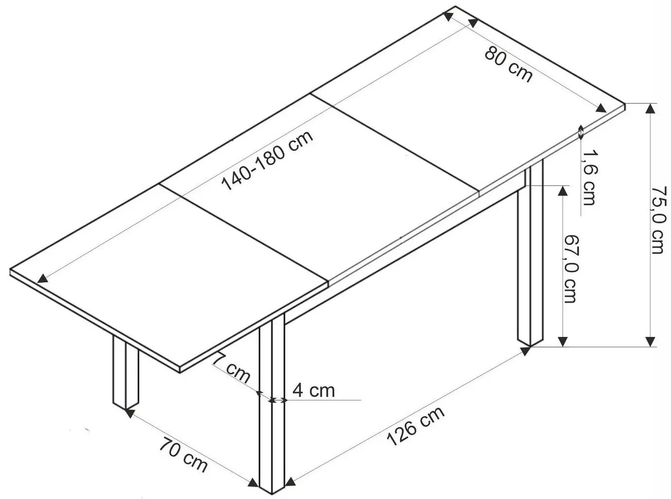 Masa extensibila Halmar Gulian 140/180x75 (Wotan Oak/Black)