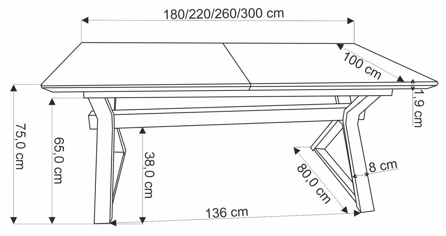 Стол раскладной Halmar Henry 180/300 (Natural/Black)