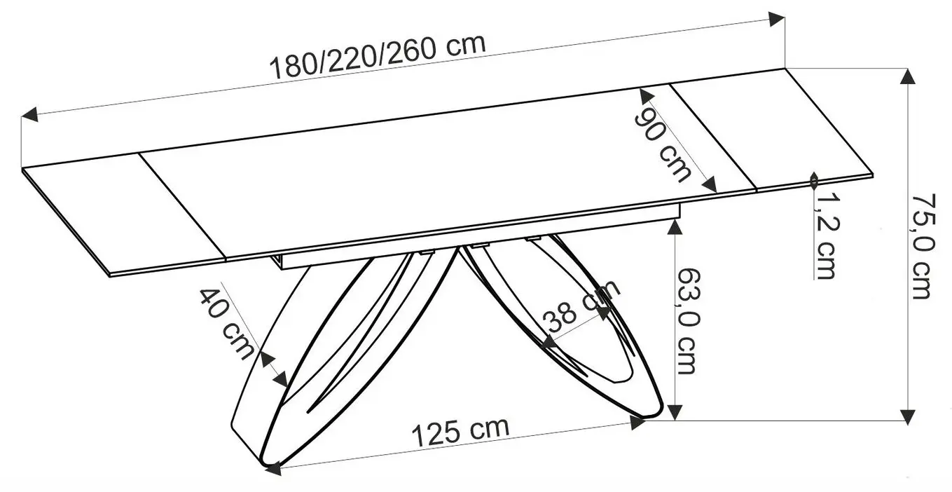 Masa extensibila Halmar Hilario 180/260 (White Marble/Black)