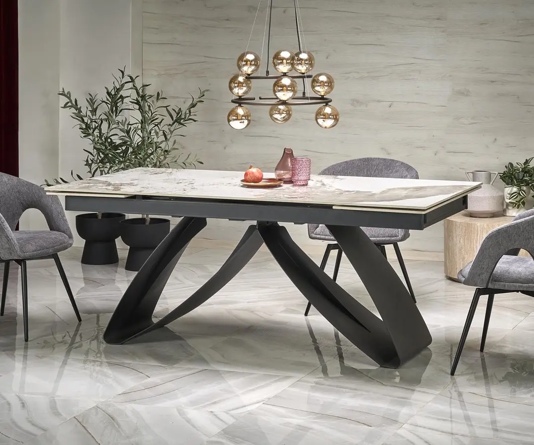 Masa extensibila Halmar Hilario 180/260 (White Marble/Black)