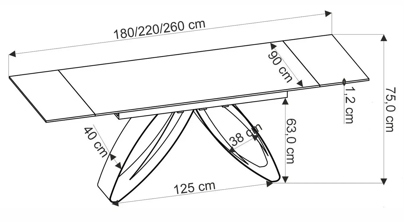 Masa extensibila Halmar Hilario (Black Marble)
