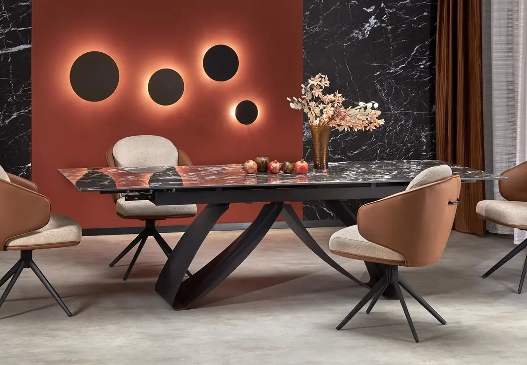 Masa extensibila Halmar Hilario (Black Marble)