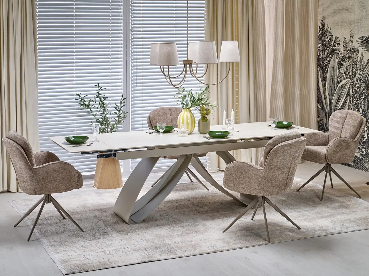 Стол раскладной Halmar Hilario (Light Travertine/Cashmere)