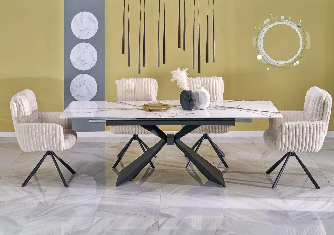 Masa extensibila Halmar Luciano 180/230 (White Marble/Black)