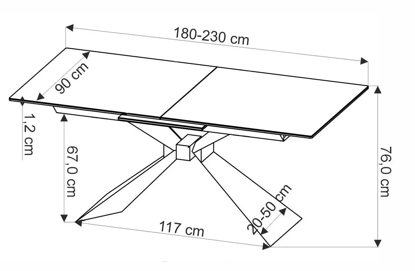 Masa extensibila Halmar Luciano 180/230 (White Marble/Black)