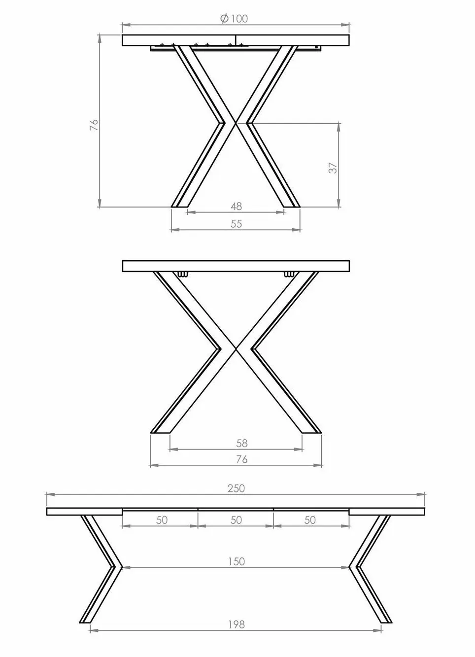 Стол раскладной Halmar Peroni 100/250 (Walnut/Black)