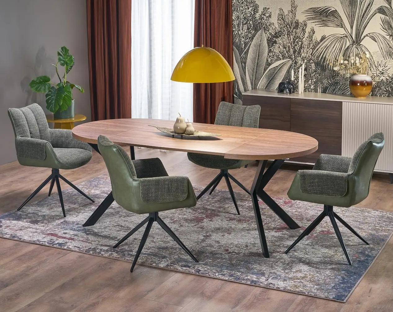 Стол раскладной Halmar Peroni 100/250 (Walnut/Black)