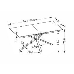 Masa extensibila Halmar Platan 140/180 (White Marble/Black) Thumb