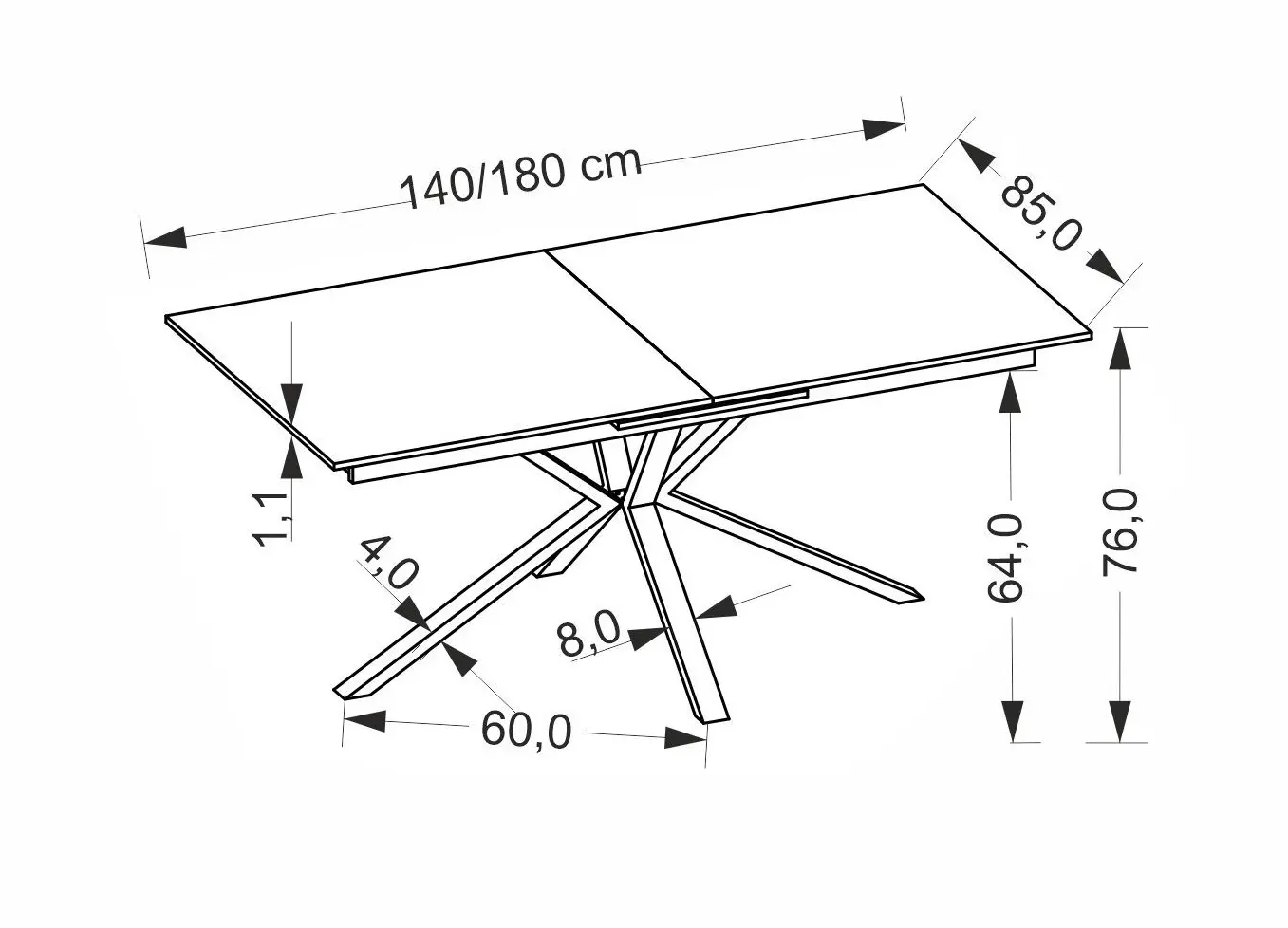 Masa extensibila Halmar Platan 140/180 (White Marble/Black)