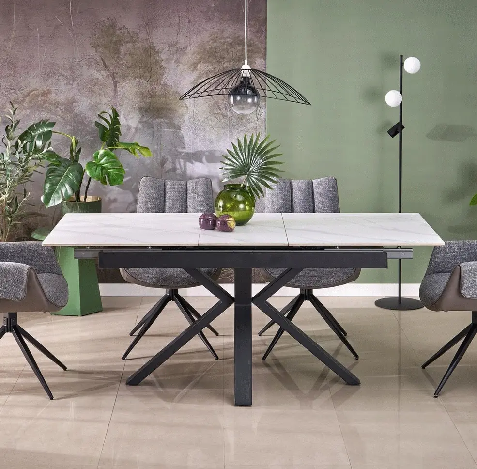 Masa extensibila Halmar Platan 140/180 (White Marble/Black)