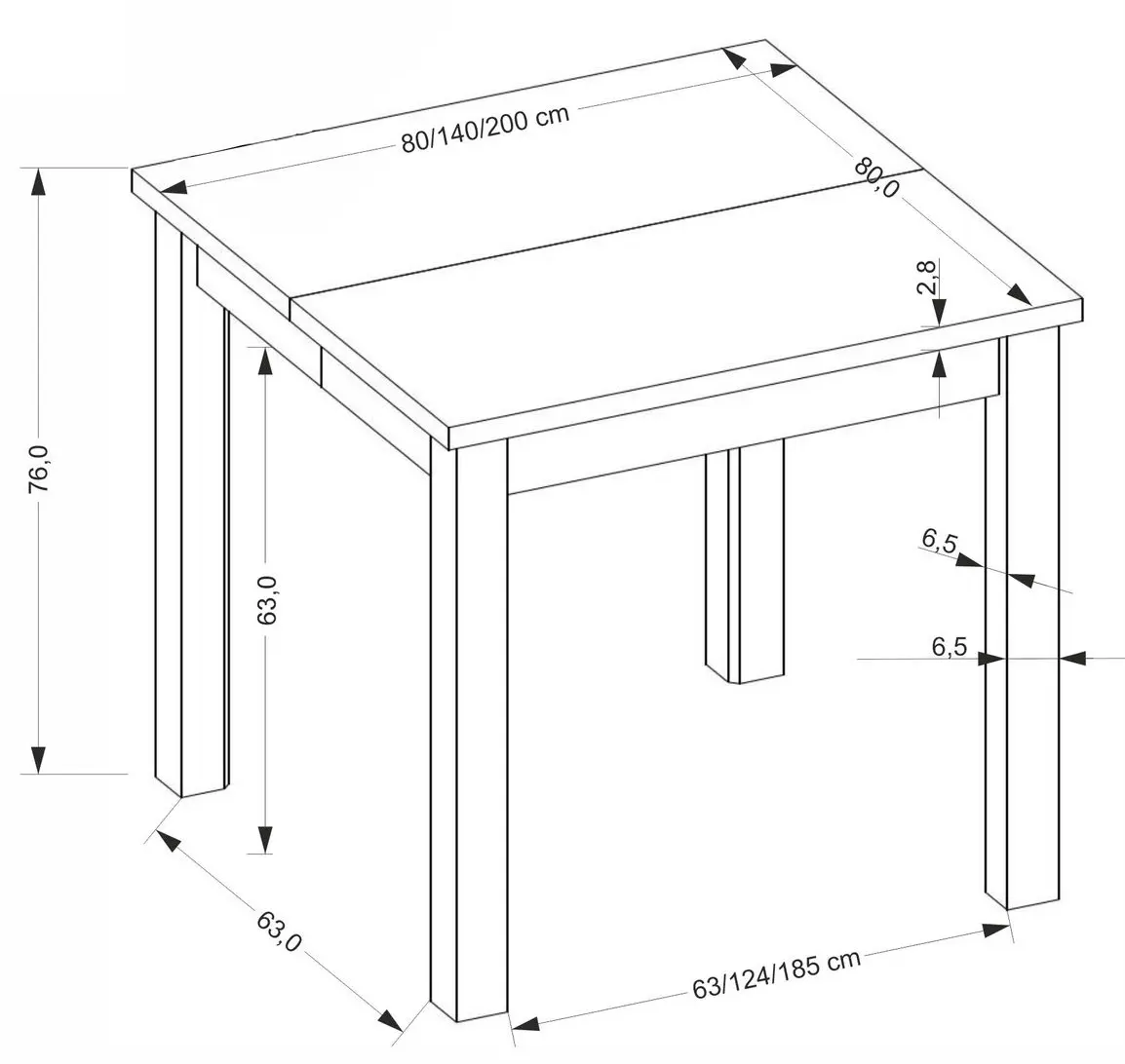 Masa extensibila Halmar Qubik 80-200 (Artisan Oak/Black)