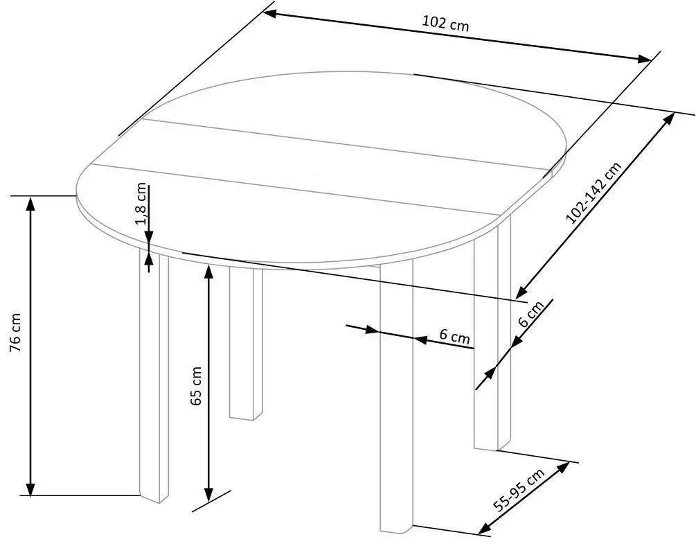 Masa extensibila Halmar Ringo 102/142 (Cashmere/Black)
