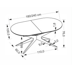 Masa extensibila Halmar Sandro 180/240 (Black) Thumb