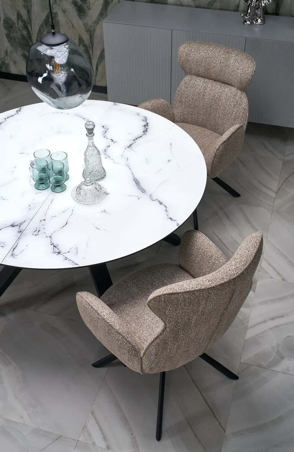 Masa extensibila Halmar Vertigo 130/180 (White Marble/Black)