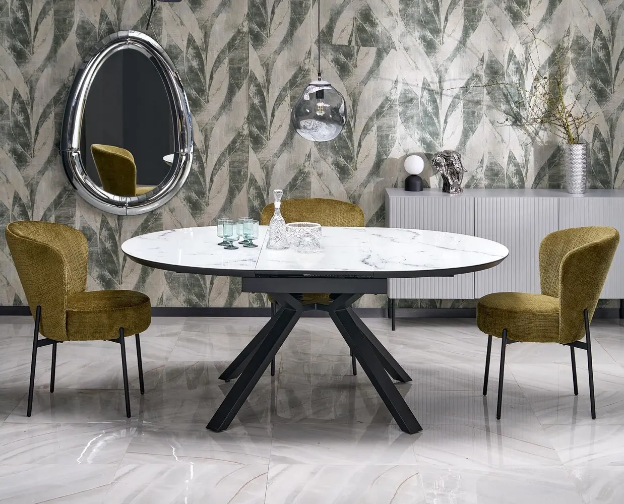 Masa extensibila Halmar Vertigo 130/180 (White Marble/Black)