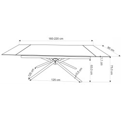 Стол раскладной Halmar Vitorino 160/220 (Black Marble) Thumb