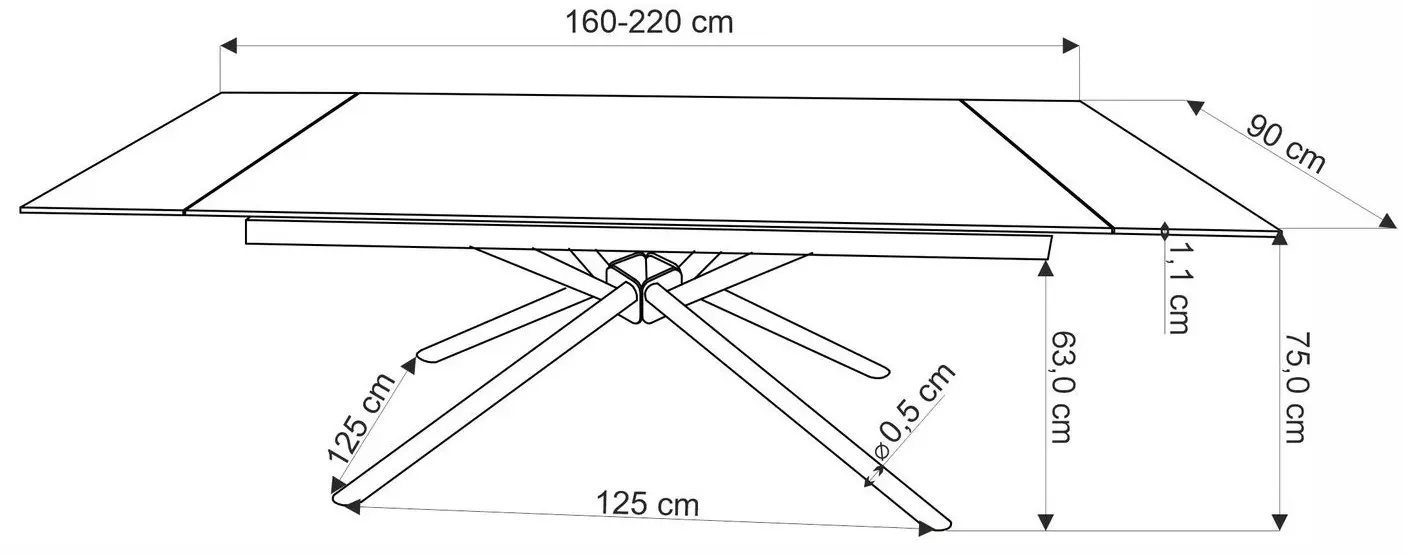 Стол раскладной Halmar Vitorino 160/220 (Black Marble)