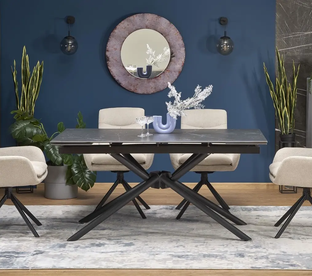 Стол раскладной Halmar Vitorino 160/220 (Black Marble)