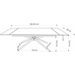 Masa extensibila Halmar Vitorino 160/220 (White Marble/Black) Thumb