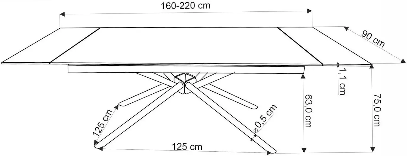 Masa extensibila Halmar Vitorino 160/220 (White Marble/Black) - 11