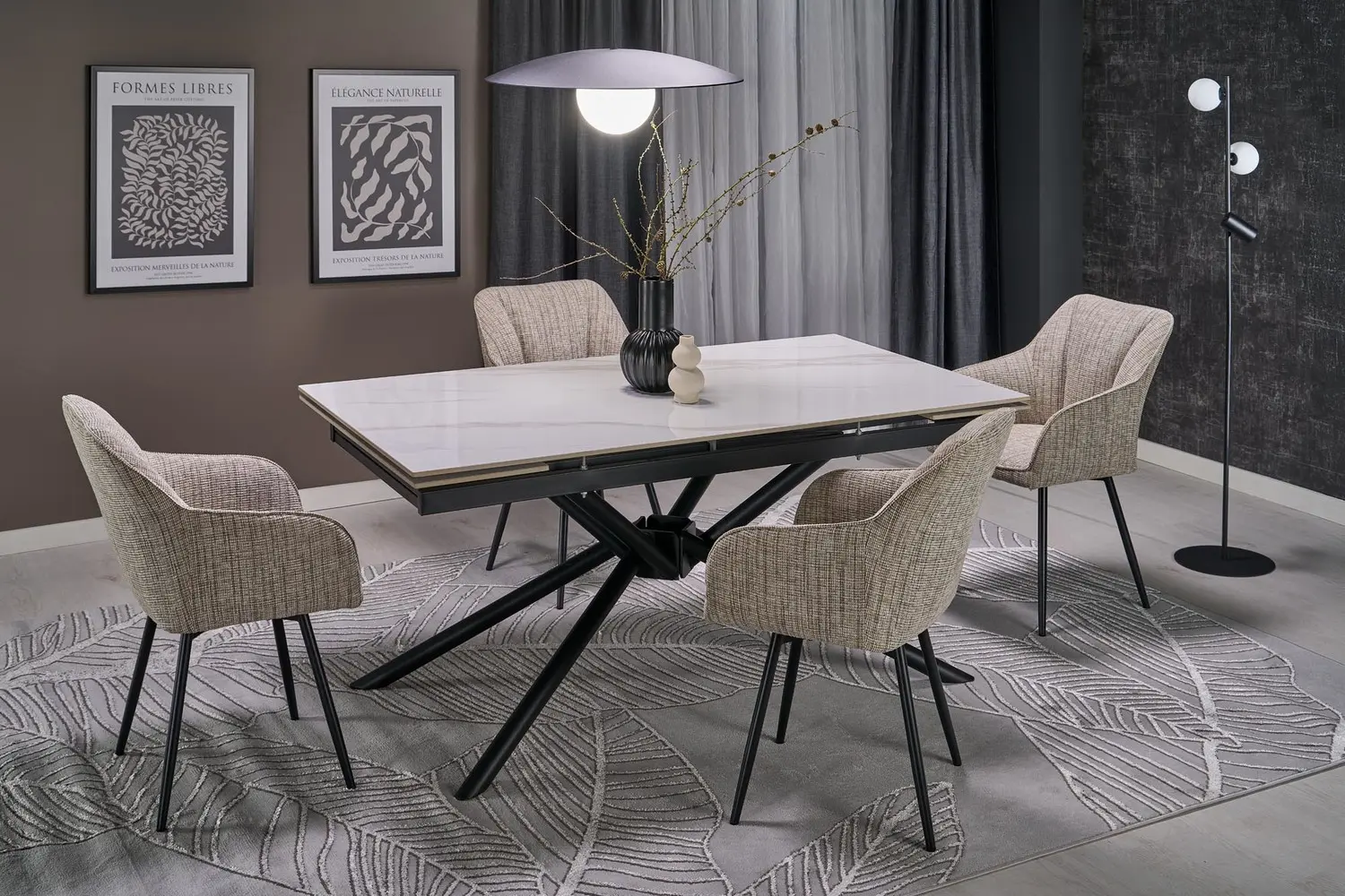 Masa extensibila Halmar Vitorino 160/220 (White Marble/Black)