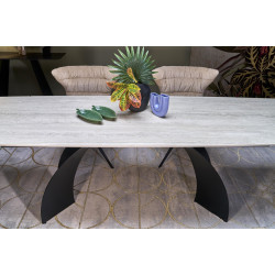 Стол раскладной Halmar Vitrus (Light Travertine/Black) Thumb