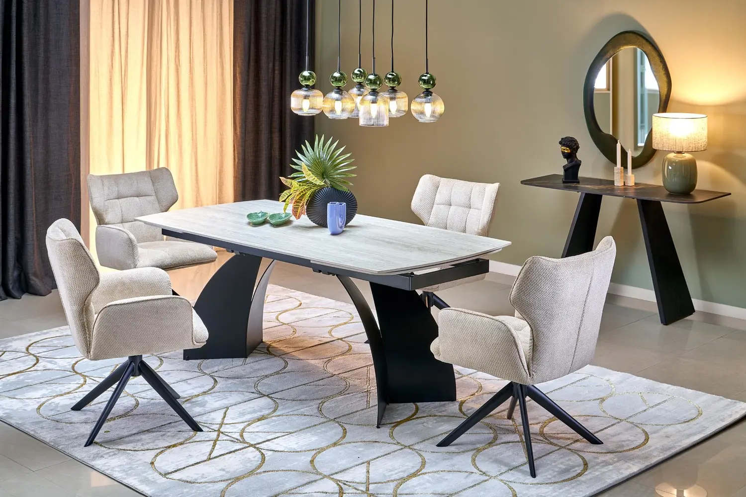Стол раскладной Halmar Vitrus (Light Travertine/Black) - 10