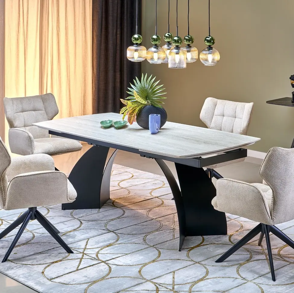 Стол раскладной Halmar Vitrus (Light Travertine/Black)