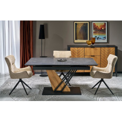 Стол раскладной Halmar Volant 140/180 (Black Marble/Golden Oak/Black) Thumb