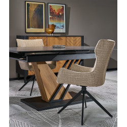 Стол раскладной Halmar Volant 140/180 (Black Marble/Golden Oak/Black) Thumb