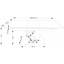 Masa extensibila Halmar Volant 160/200 (Black Marble/Golden Oak/Black) Thumb