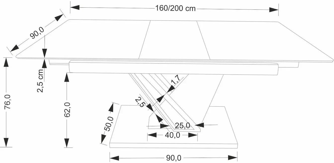 Masa extensibila Halmar Volant 160/200 (Black Marble/Golden Oak/Black) - 12