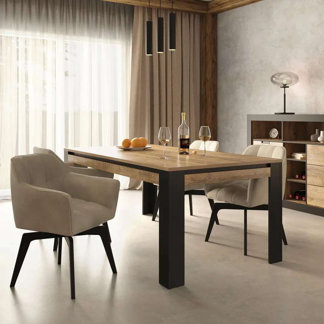 Стол Helvetia Tudor 24WSNZ94 195x100 (Samdal Oak/Black Matte)