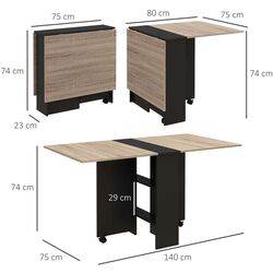 Складной стол Homcom 835-058V00AK 140x75x74 cm (Black/Oak) Thumb