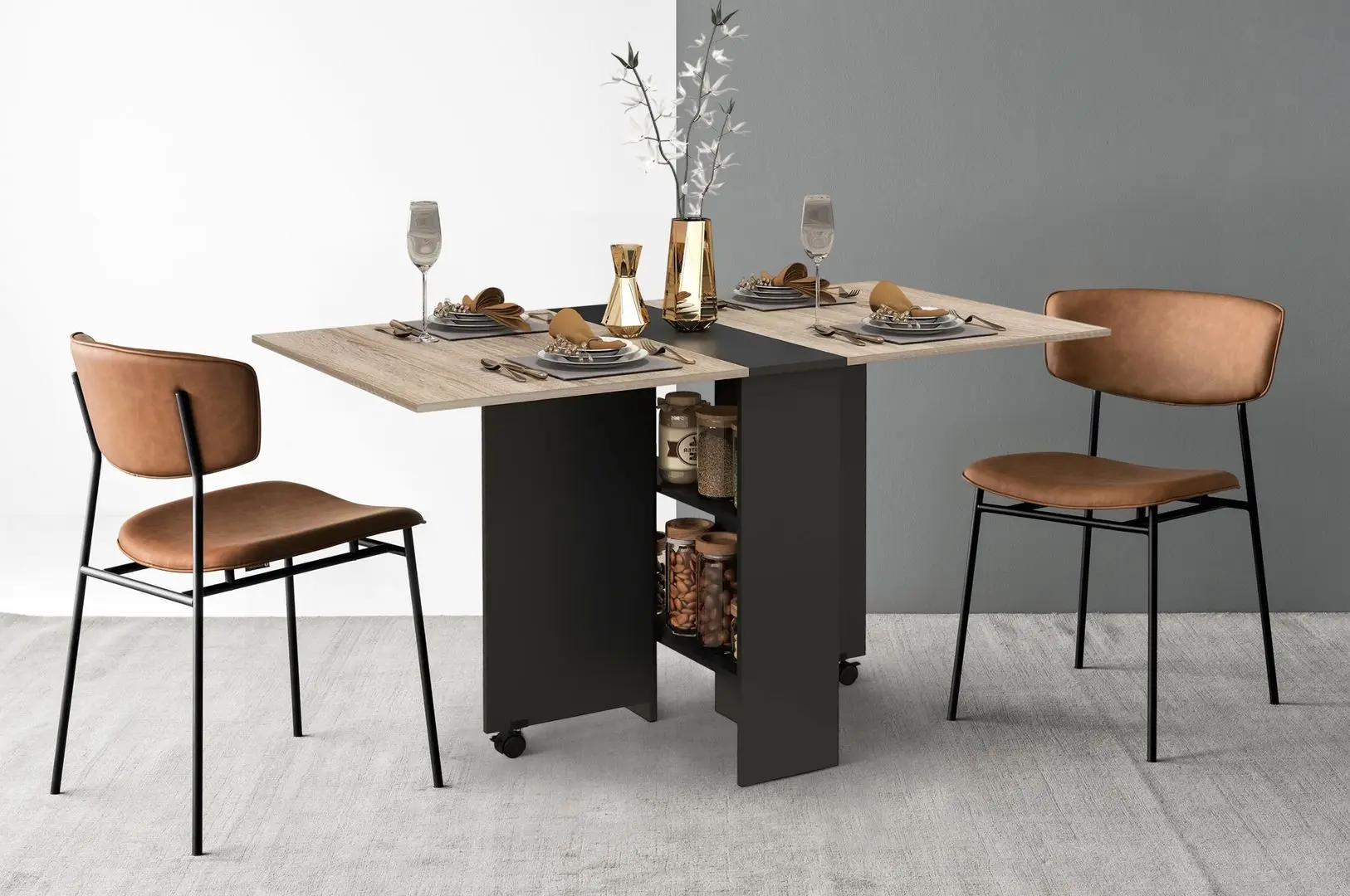 Складной стол Homcom 835-058V00AK 140x75x74 cm (Black/Oak)