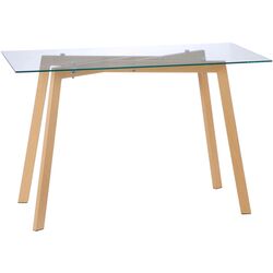 Masa Homcom 835-837V00TP 120x60x76 cm (Natural Wood/Transparent) Thumb