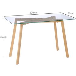 Masa Homcom 835-837V00TP 120x60x76 cm (Natural Wood/Transparent) Thumb